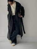 Stitch roll-up wide denim pants