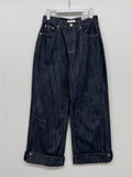 554 Roll-up selvage wide denim pants