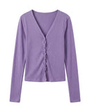 TWIST BUTTON V-NECK CARDIGAN