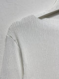 Boat neck pleated long sleeve T-shirt
