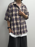 Mix Dirty Check Half Shirt