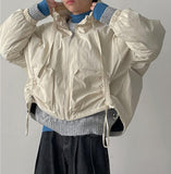 Shirring Hood Crop Padding Jumper