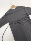 Flat Ribbed Deep-Slit Wrap One Piece