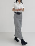 Belly Pin Tuck H-line Long Skirt