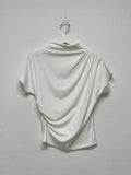 Shirring Cap Mock Neck T-Shirt