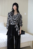Cropped Wrap Flower Blouse