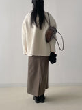 Belted H-Line Brushed Long Skirt