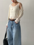 Frill V-Neck Sleeveless Cardigan