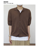 Basic collar knit short sleeve cardigan