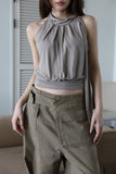 Work belted cotton pants