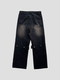 Snake flap button denim pants