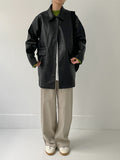 Beaver Crack Half Leather Coat