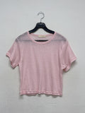 Linen round neck short sleeve T-shirt