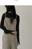 Ribbed Slit Boat Neck T-Shirt