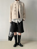Hairy High Neck Double Short Coat