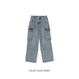 Salt Washed Cargo Denim