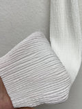 Boat neck pleated long sleeve T-shirt