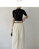 [Plan] Ribbed mock neck slim fit half T-shirt