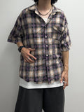 Mix Dirty Check Half Shirt