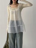 One Button See-through Layered Bustier