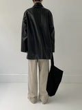 Beaver Crack Half Leather Coat