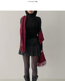 [Brushed Fabric] Noir Strap Pleated Mini Skirt
