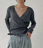 Rutting Wrap Unbalanced Knit Cardigan
