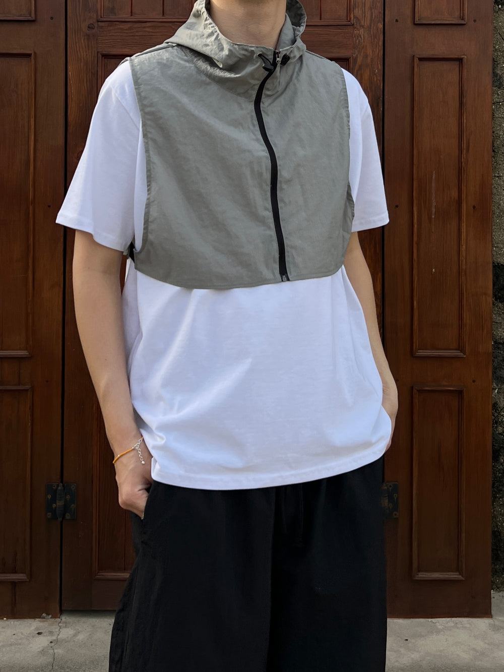 【KOOLOSET】Crop Layered Hood Vest KOOLOSET (クロゼット) - クロップリレイヤードフードベスト