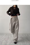 [unisex] Chino Belted Cotton Wide Pants