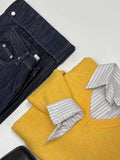 [Wrinkle Free] Two Way Wrap Stripe Loose Fit Shirt
