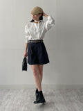[Setup Available/Tie SET] Pin Round Loose Fit Blouse