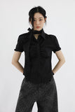 Shirring tie short sleeve shirt