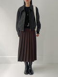 Mirror Low Pleats Long Skirt