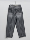 [unisex] Back pin tuck gradient wide denim