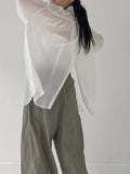 Marine Backslit See-Through Overfit Shirt