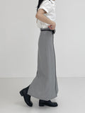 Belly Pin Tuck H-line Long Skirt