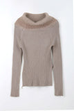 Angora fur off-shoulder knit