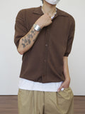 Basic collar knit short sleeve cardigan