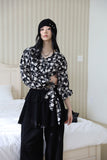 Cropped Wrap Flower Blouse
