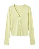 TWIST BUTTON V-NECK CARDIGAN