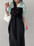 Unbalanced Stripe H-Line Skirt