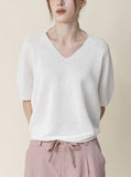 [Premium] Whole Garment Ariere V-neck Linen Knit