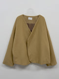 [wool20%] Smil No-Collar Robe Short Jacket