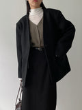 Shear Wool No-Collar Overfit Single Jacket