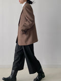 [wool60%] Pin check single overfit blazer jacket
