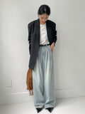 [Belt SET] Stun pin tuck wide denim pants
