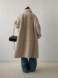 High Neck Double Long Fur Coat