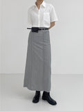 Belly Pin Tuck H-line Long Skirt
