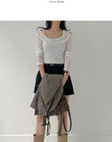 Deep U Neck Tencel See-through T-Shirt