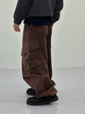 Peach Cotton Diagonal Cargo Balloon Pants